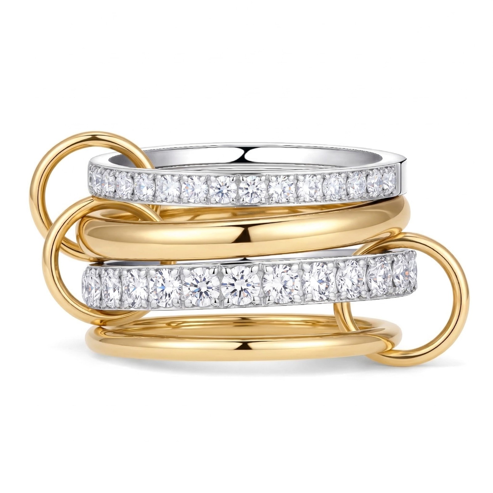 Stackable Gold Silver Band Rings for Women, 14K 18K Statement Cubic Zirconia …