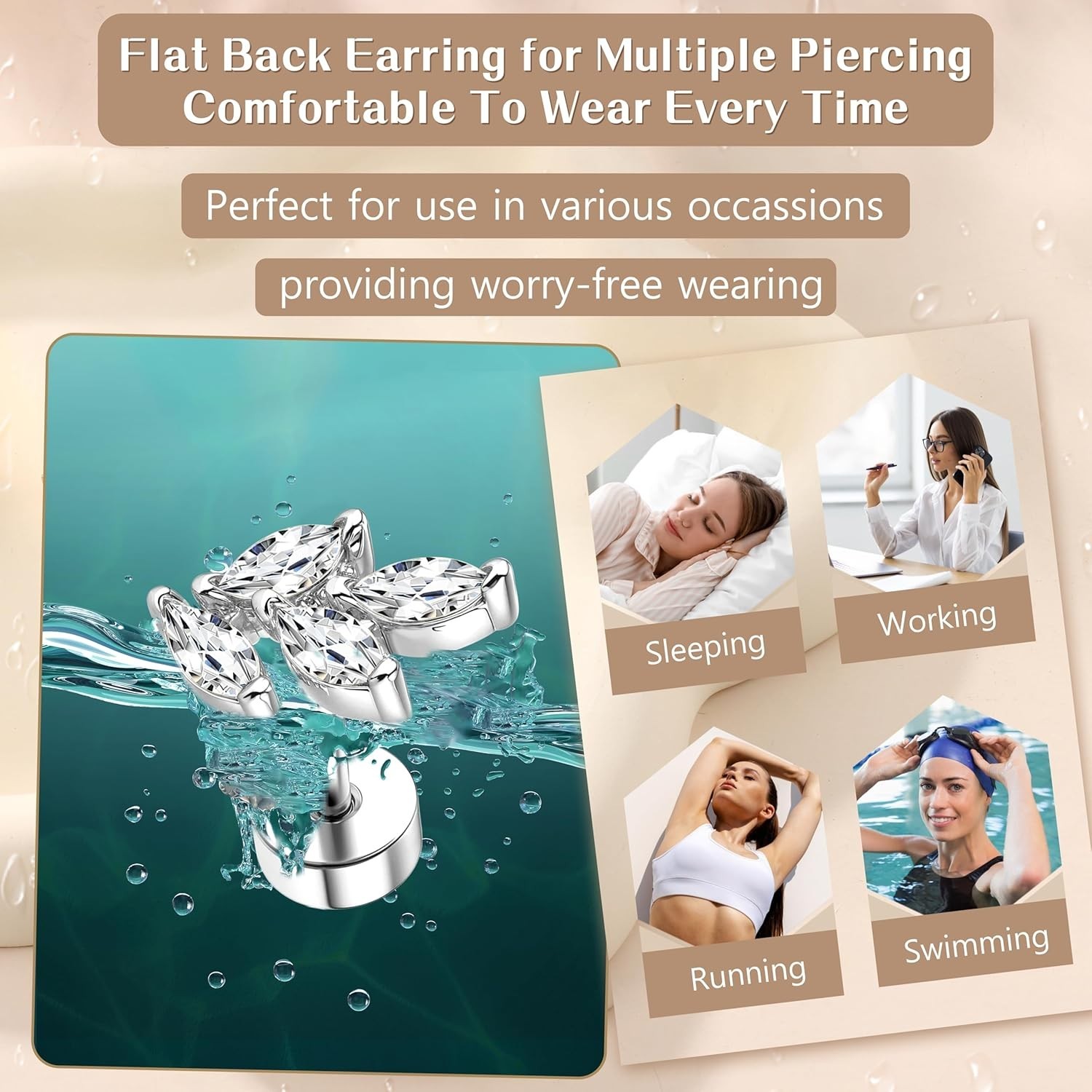 9Pcs Flat Back Cartilage Earrings for Women Trendy 16G Tragus Conch Helix Pie…