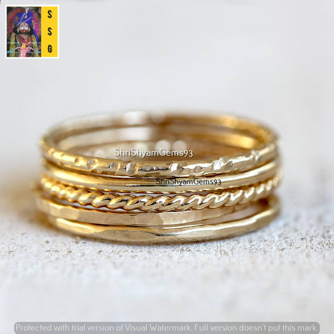 5 Set of Ring, Brass Hammered rings, Stacking ring Minimalist ring Woman ring