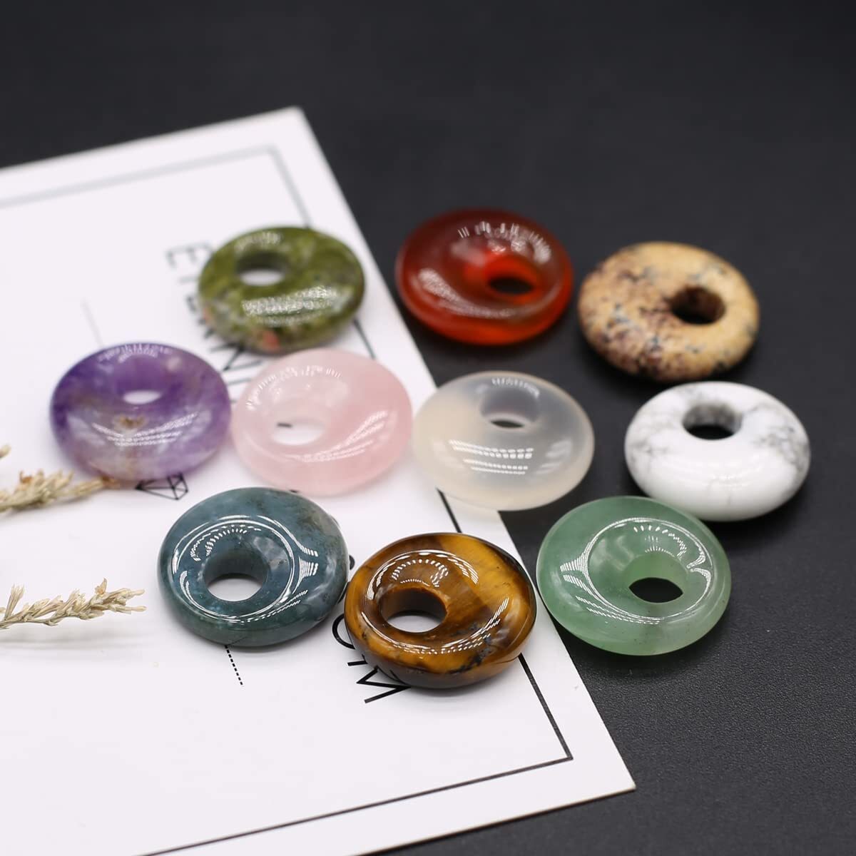 10Pcs Charm Natural Crystal Agate Stone Bead Pendant for Jewelry Making Necklace