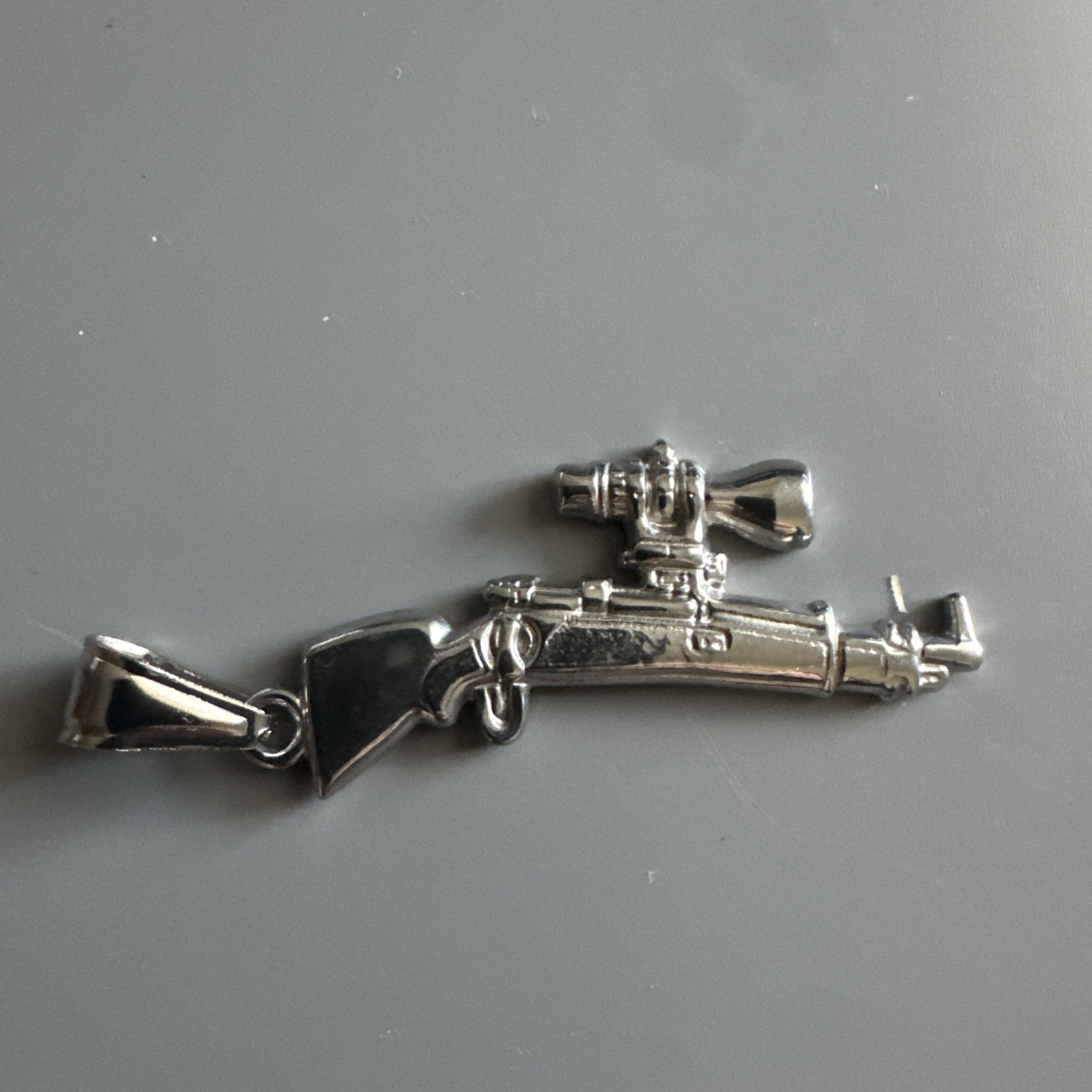 Stainless Steel Pendant Gun Rifle Hunter Hunting Scope 24 Inch Box Chain Gift