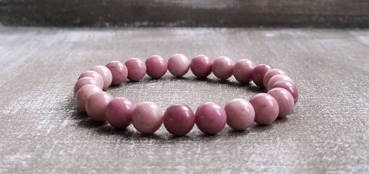 AAA Quality Natural Pink Rodonite Round Beaded Bracelet For Men and Women