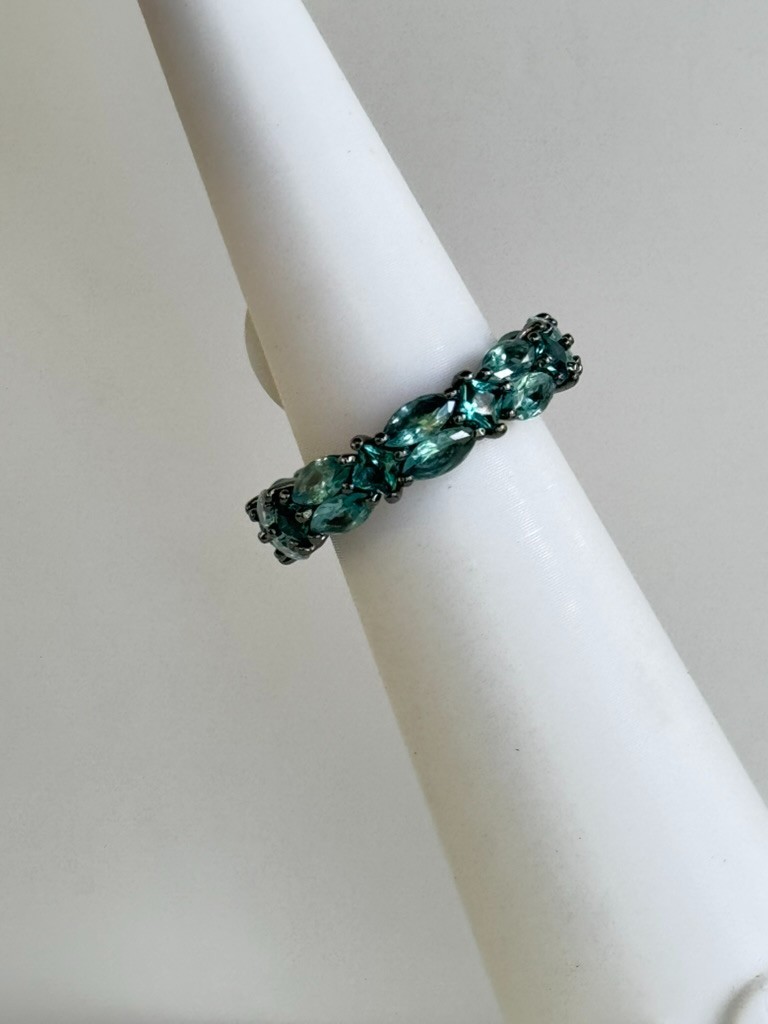 Bomb Party Sirens Veil of The Abyss Pariba on Hematite Ring Sz 7