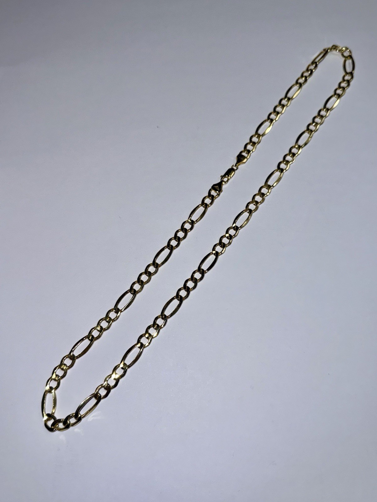 Solid 10K Gold 6.7mm Figaro Chain Necklace 22”
