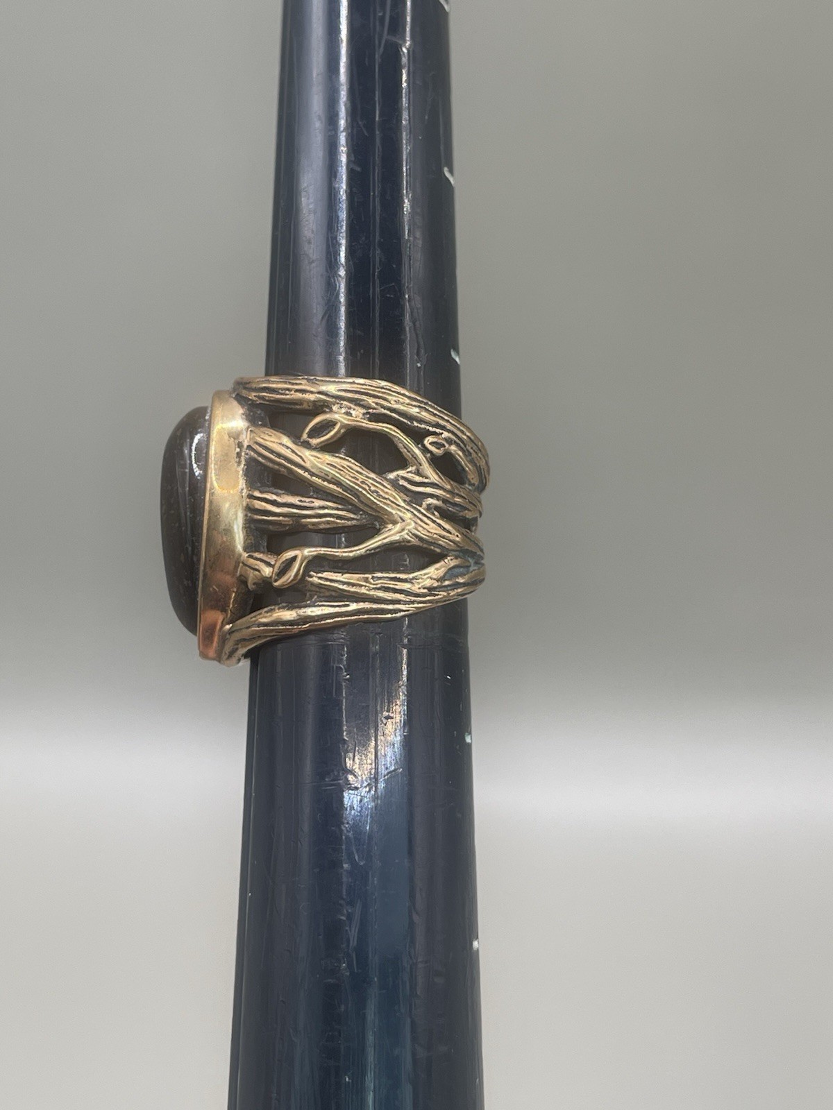 Barse Signed Bronze Tone Teardrop Tigers Eye 6 Ladies Cocktail Statement Ring