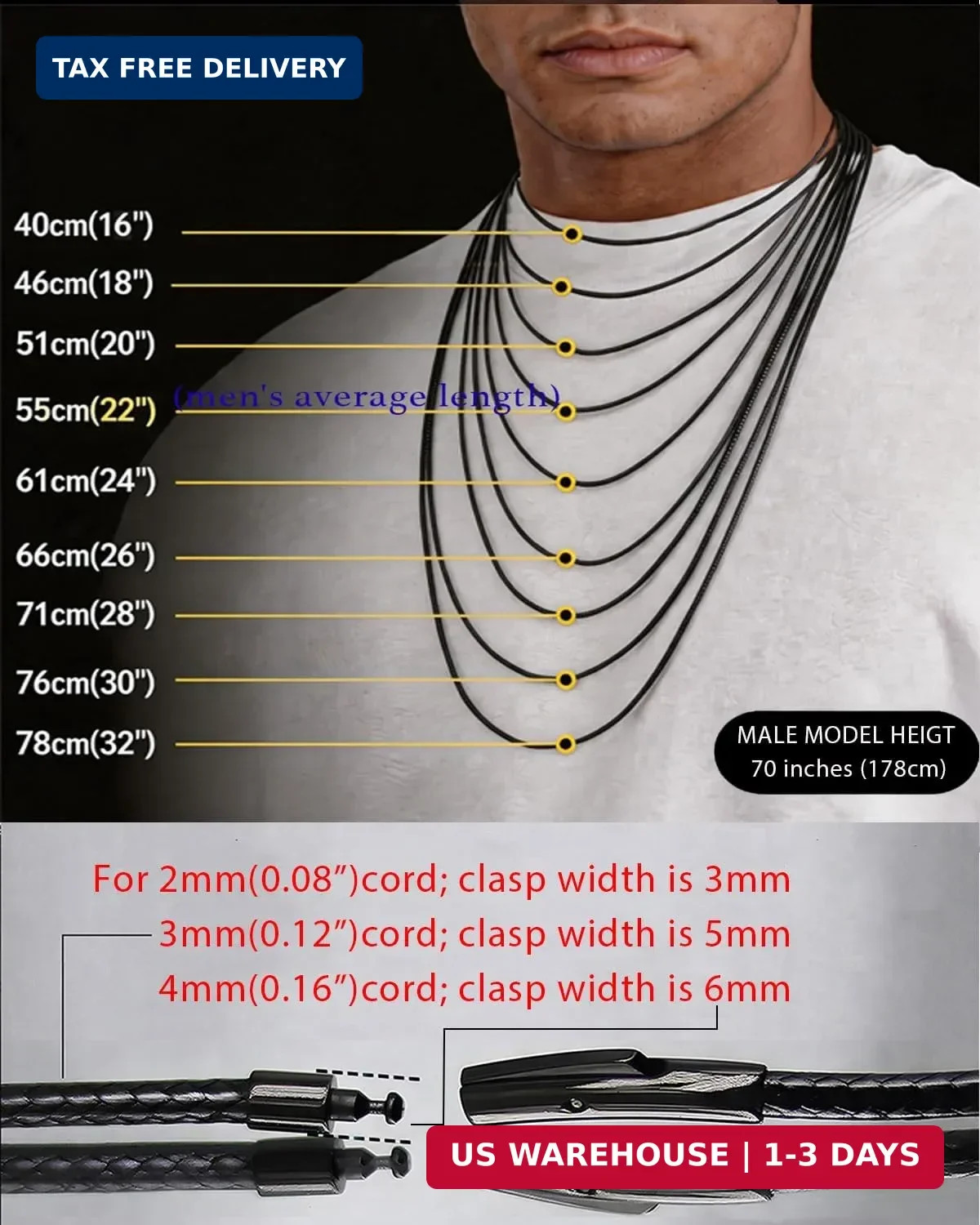 2/3/4/5MM Width Waterproof Comfortable Braided Leather Chain Cord with Stainless
