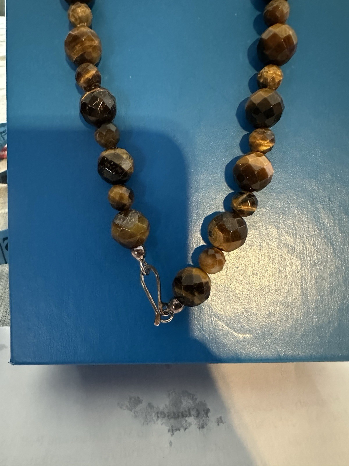 Jay King Tigers Eye Brown Stone Beaded 35 In Necklace Faceted Beads Hook Closure