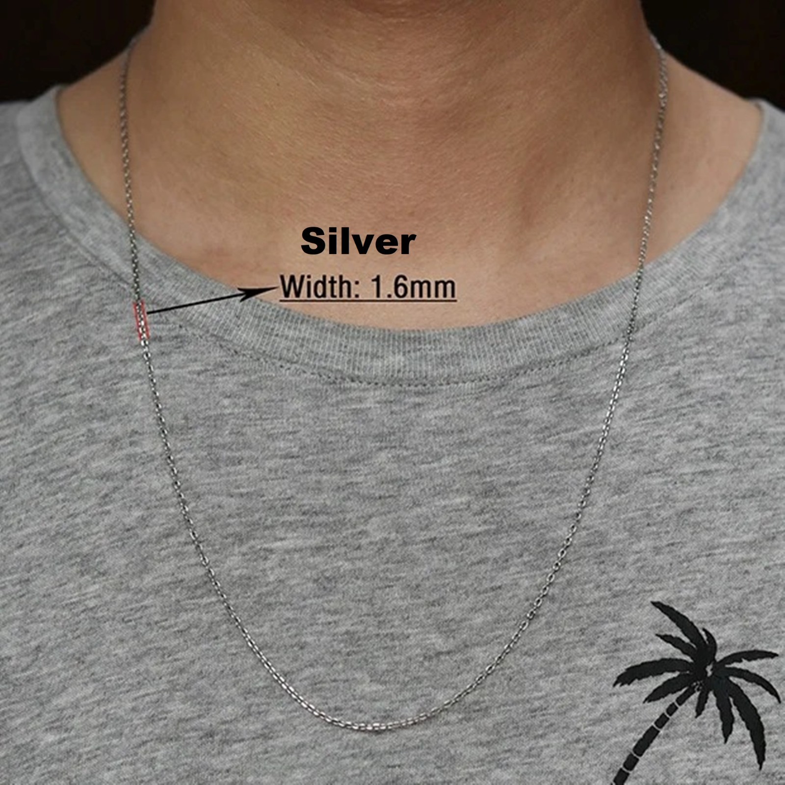 Chains Rolo Belcher Waterproof necklace stainless women men, Silver gold color