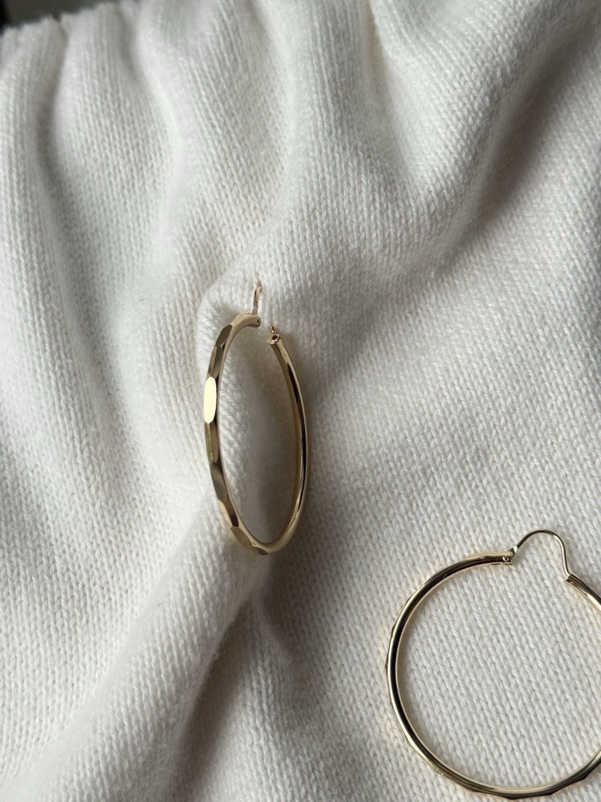 Gold Endless Style Hoop Earrings with Diamond Cuts