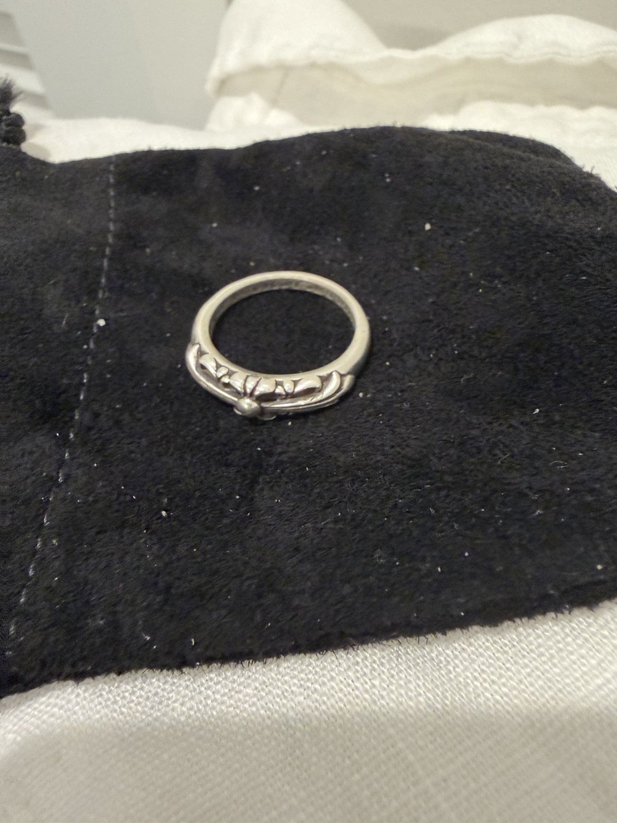 Chrome Hearts 925 Sterling Silver Engraved Band Ring Size 10