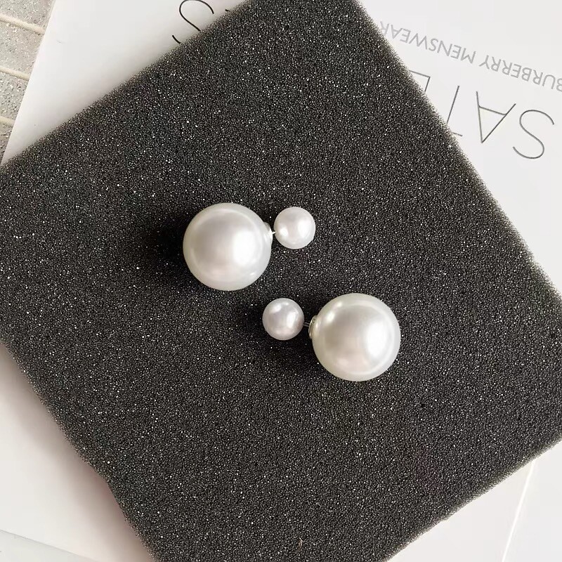 Pearl Double Sided Earring Ball Earring Pearl Stud Mise en Tribal silver version