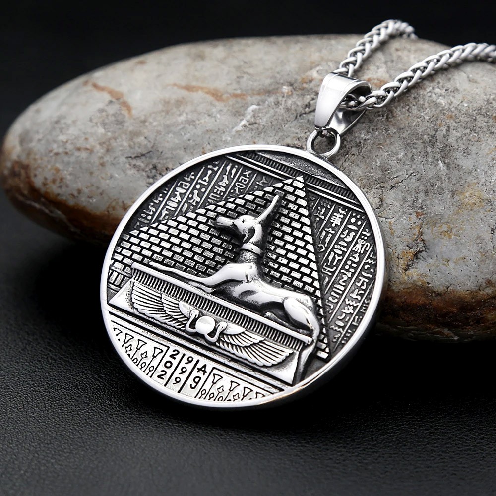 God Of Death Anubis Pendant Necklace Stainless Steel Egyptian Mythology Jewelry