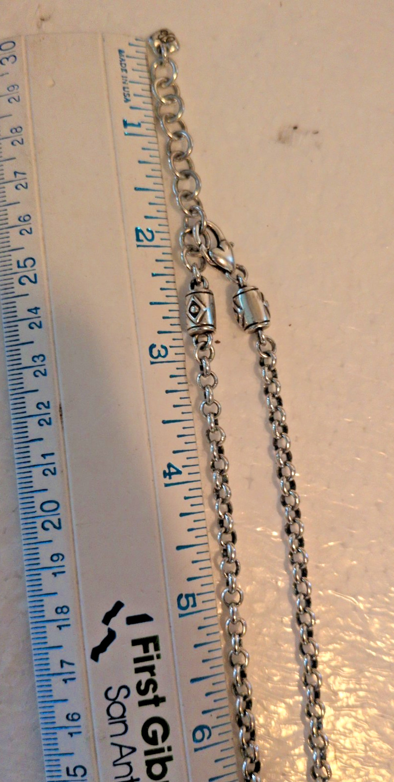 Brighton Retired Heart Scroll Silver Pendant Necklace Adjustable 16-18″ W/Tin