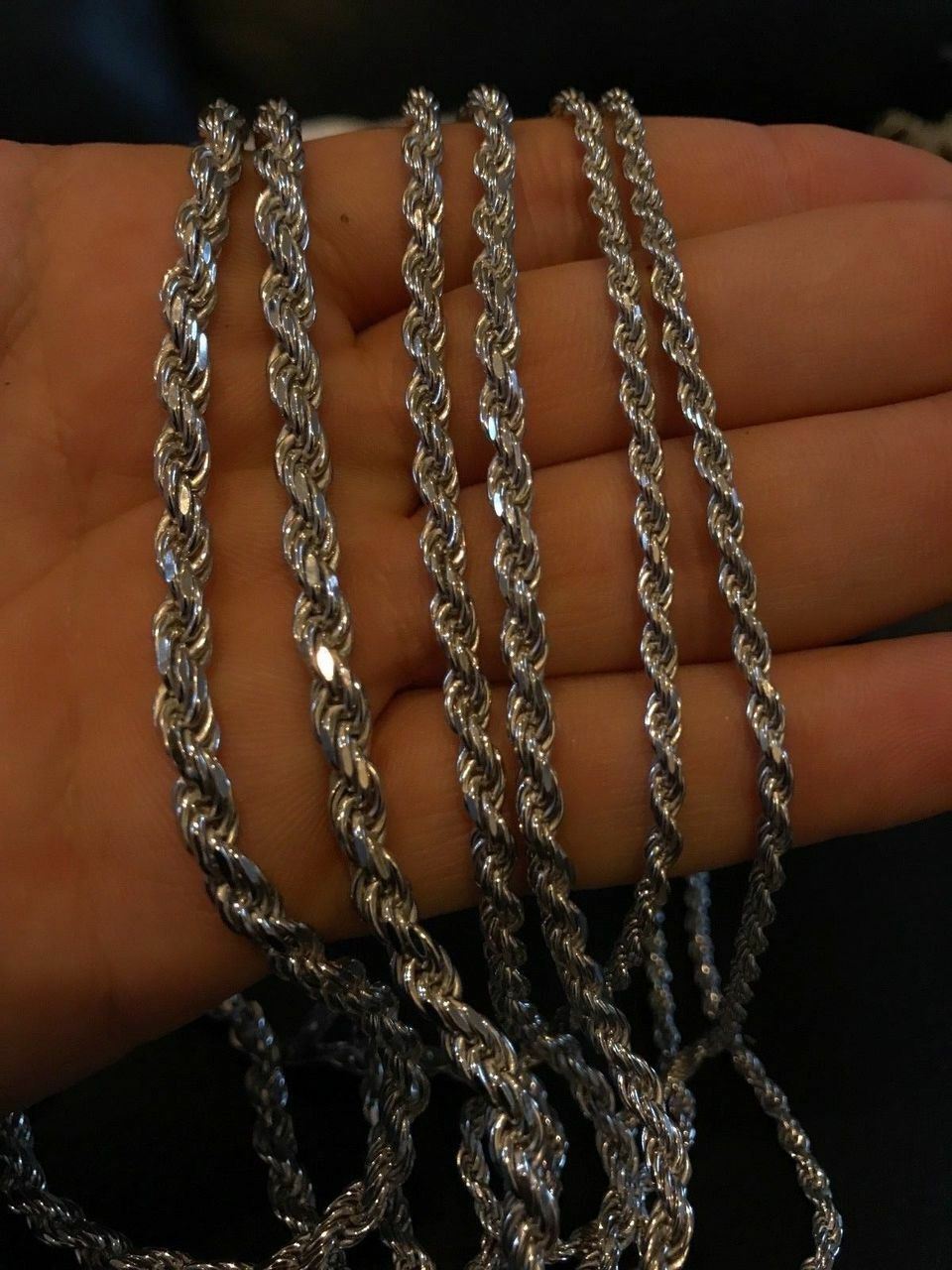 Men’s Solid 925 Sterling Silver Rope Chain 3mm 4mm 5mm 20-30″ ITALY *WHOLESALE*