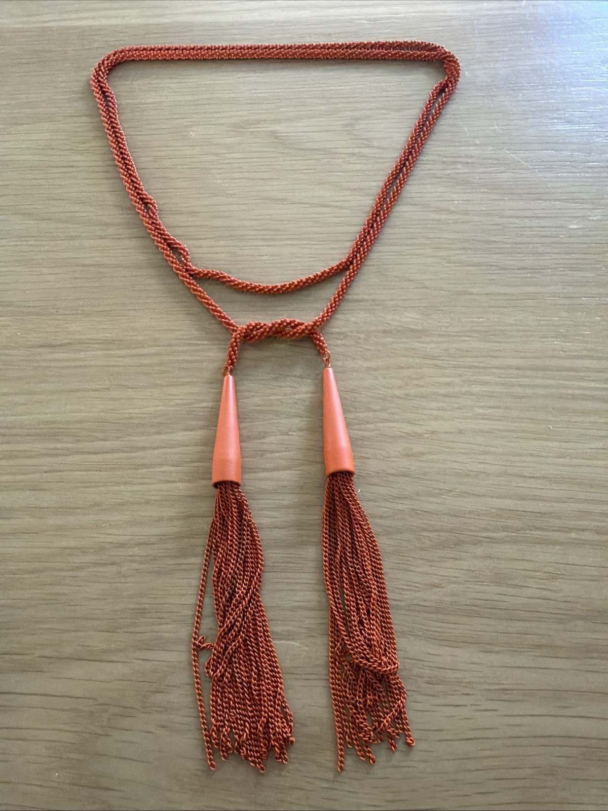 Kendra Scott Burnt Orange Matte Phara Tassle Long Wrap Necklace, Versatile