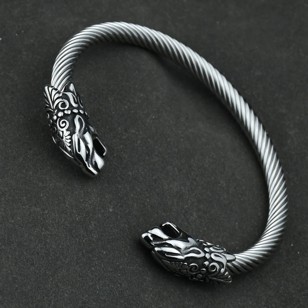 Retro Wolf Bracelet Cuff Bangle Womens Gift