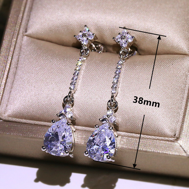 Gorgeous 925 Silver Filled Drop Earring Women Cubic Zircon Wedding Jewelry Gift