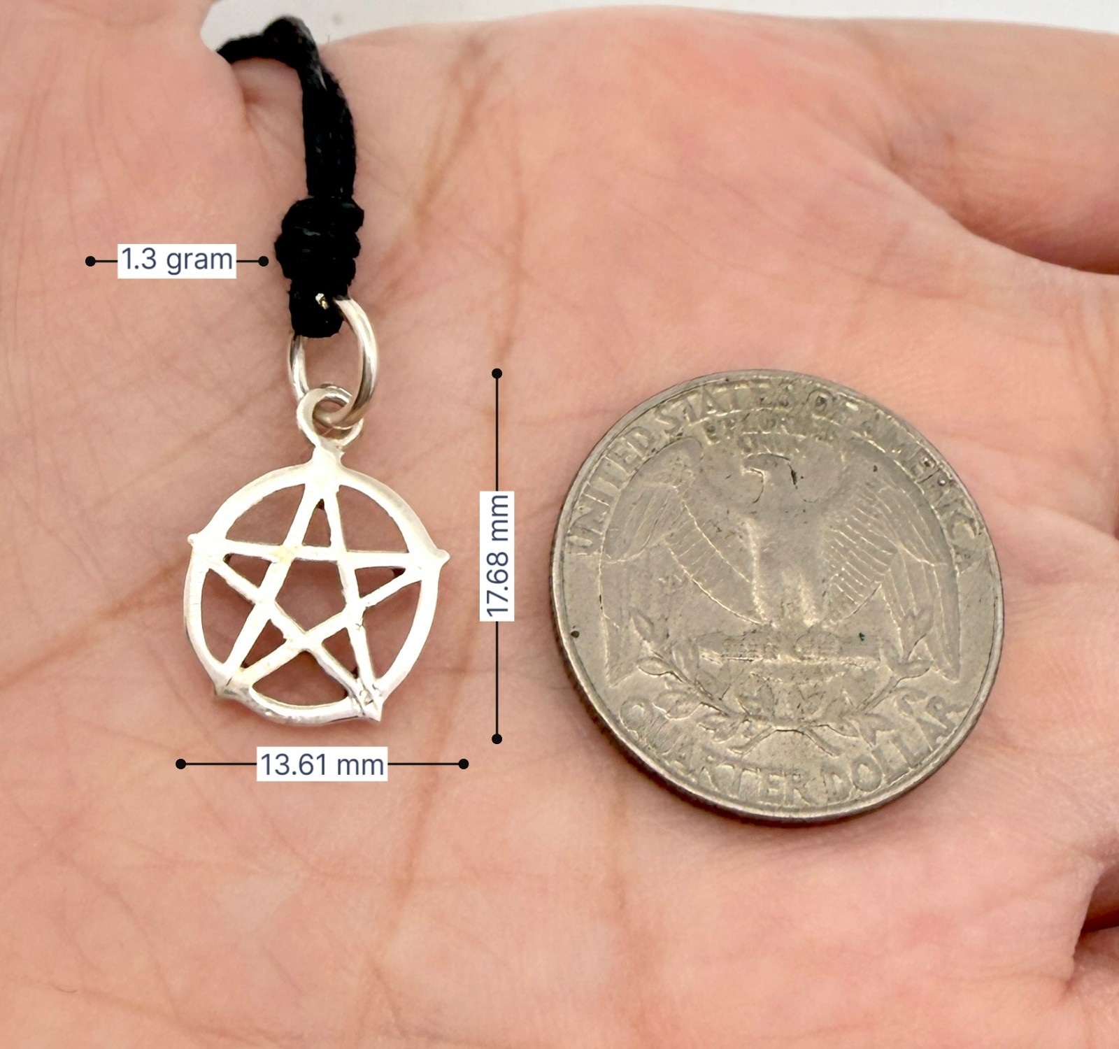 Durable Pentagram 92.5 Sterling Silver Pewter Brass Necklace Pendant Jewelry