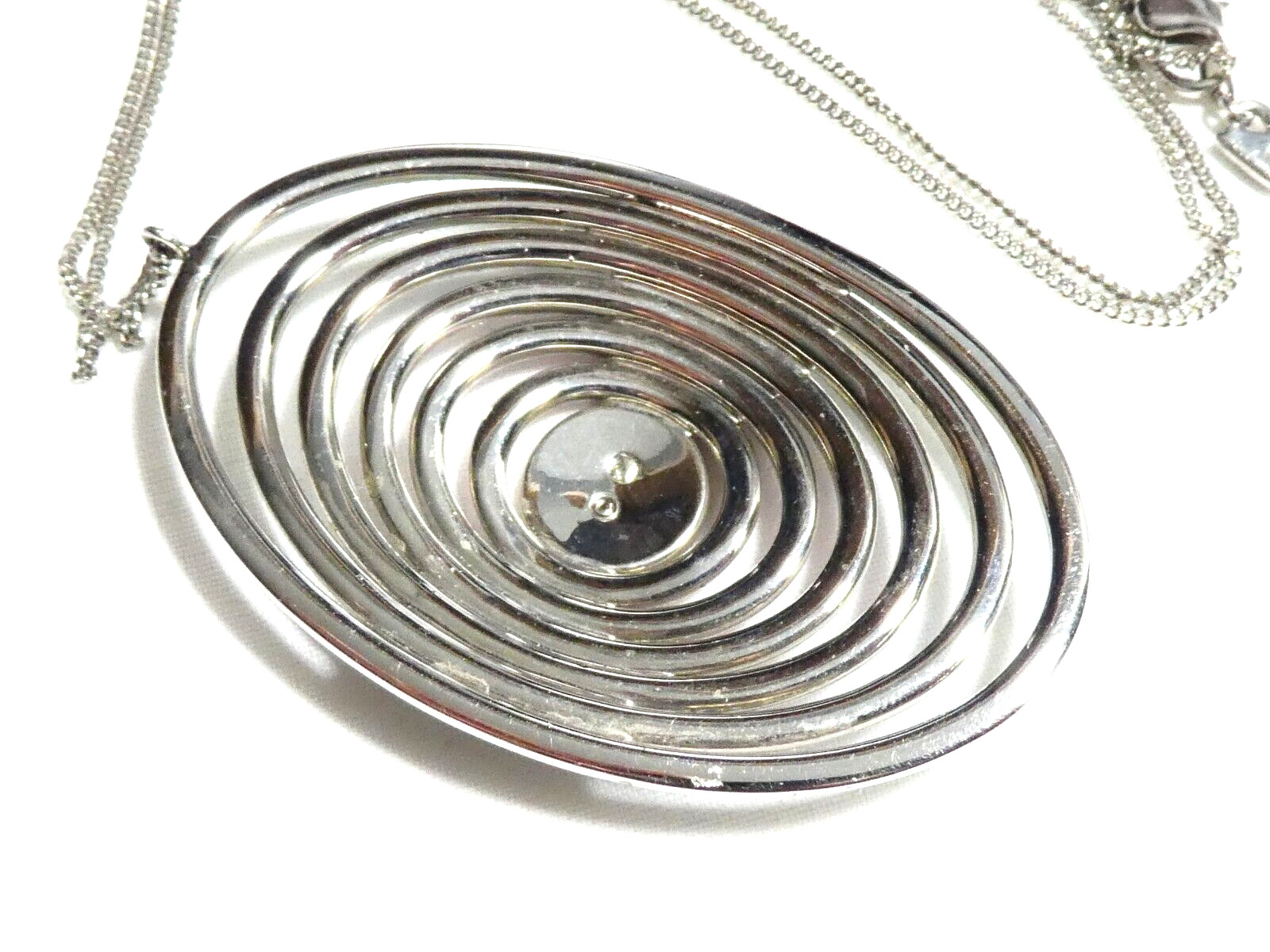 Swarovski Palladium Plated Large Oval Rainbow Crystal Studded Pendant NECKLACE