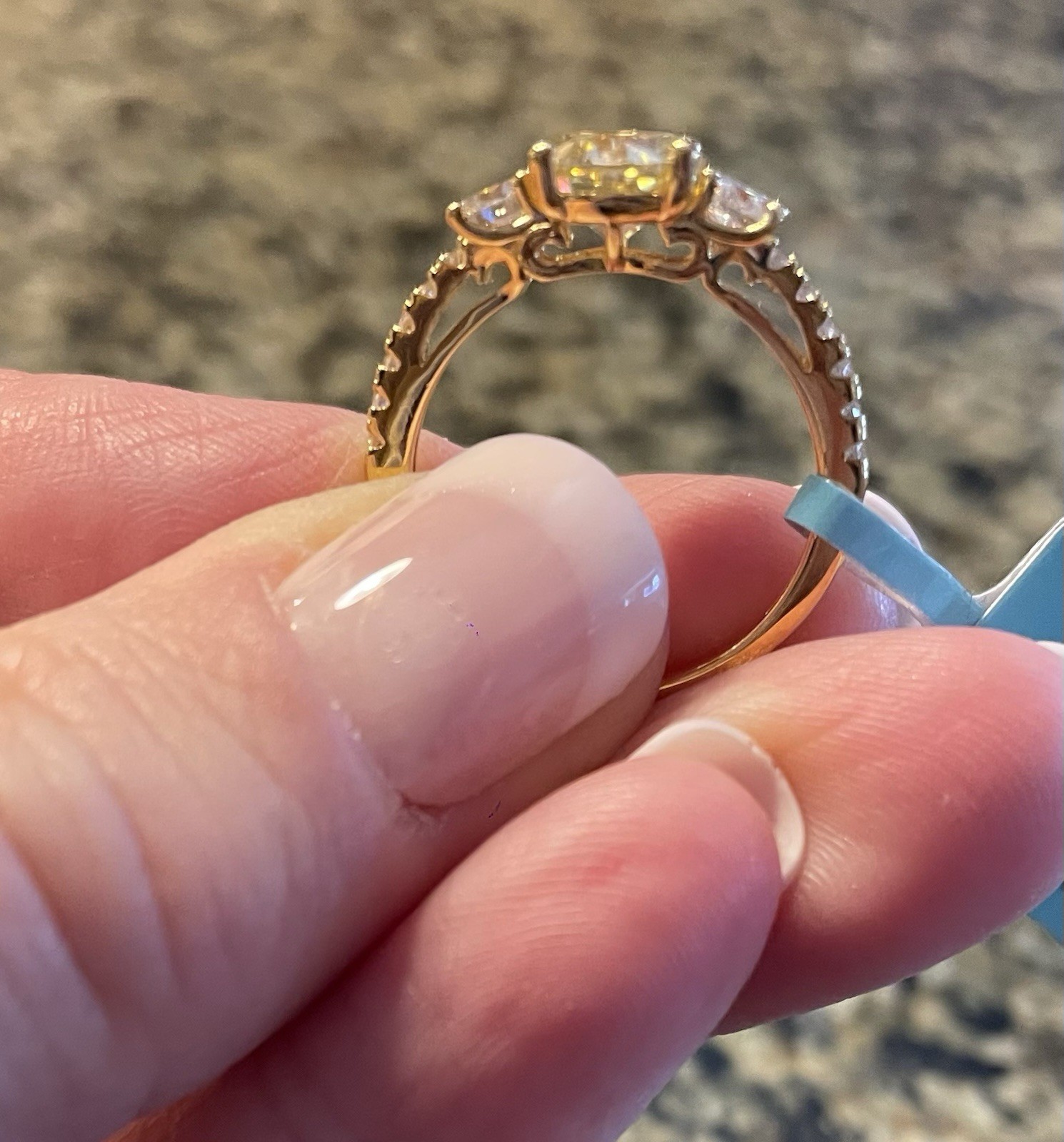 Size 6 Canary Yellow & Clear Moissanite Past Present Future Ring 3.27 CTW