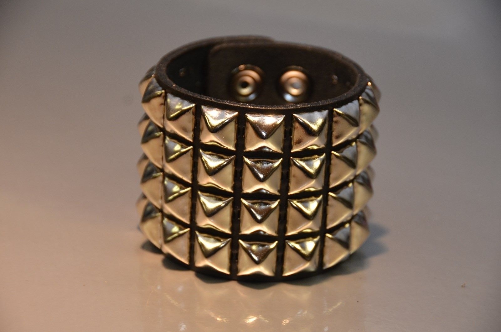 Pyramid Stud 4 Row Punk Rockers Gothic Bracelet Glam Thrash Heavy Metal