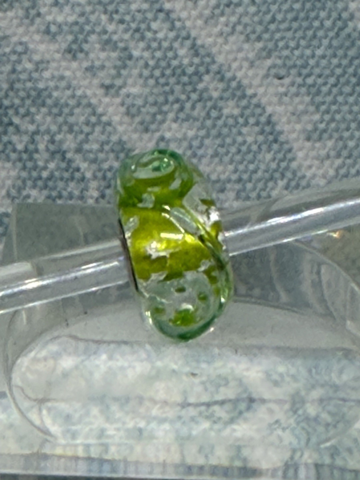 Authentic Trollbeads OOAK Lime Scroll on Silver Foil CC, New & Rare (16.0)