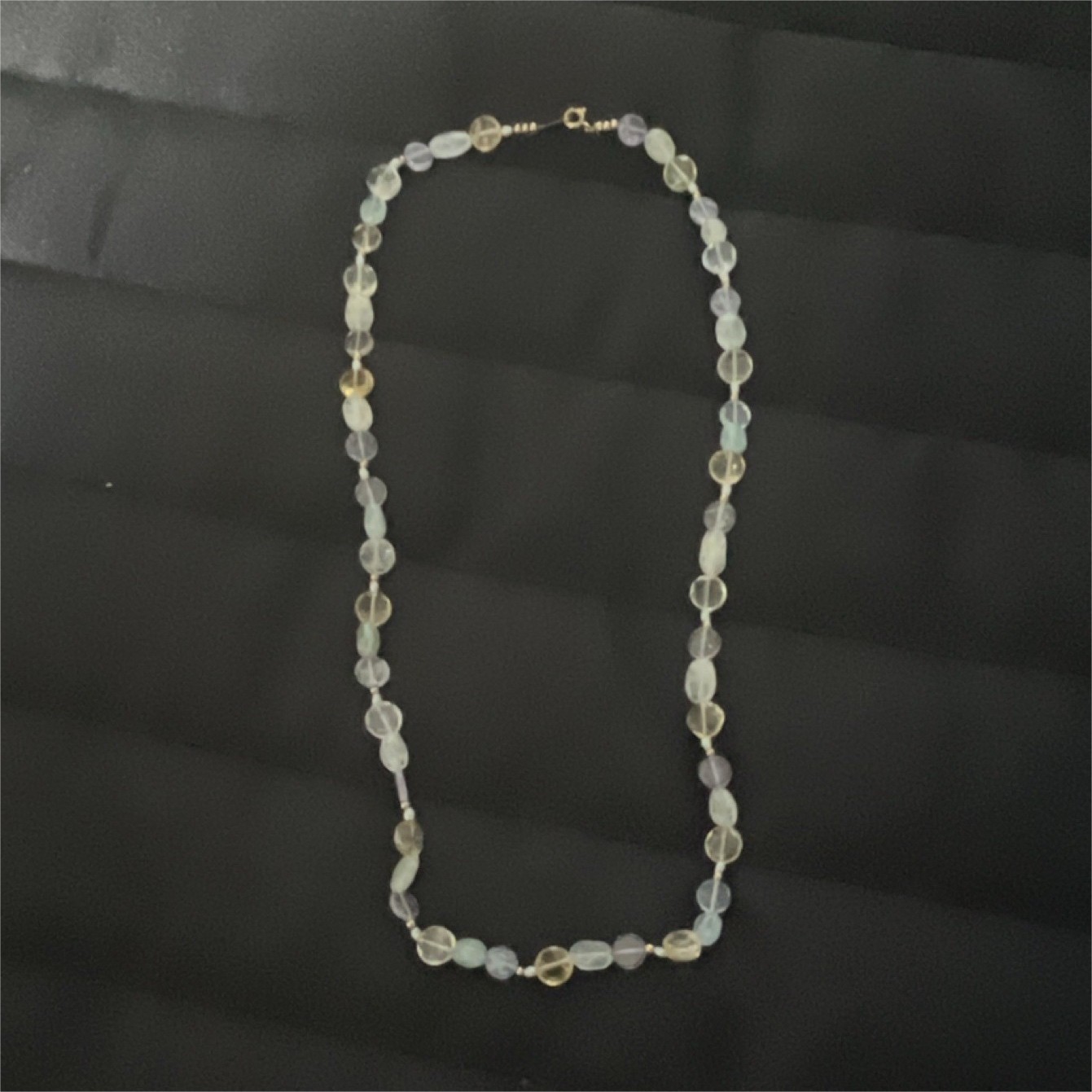 Multicolor Round Stone Beaded Necklace Beaded Chain Spring Ring Clasp