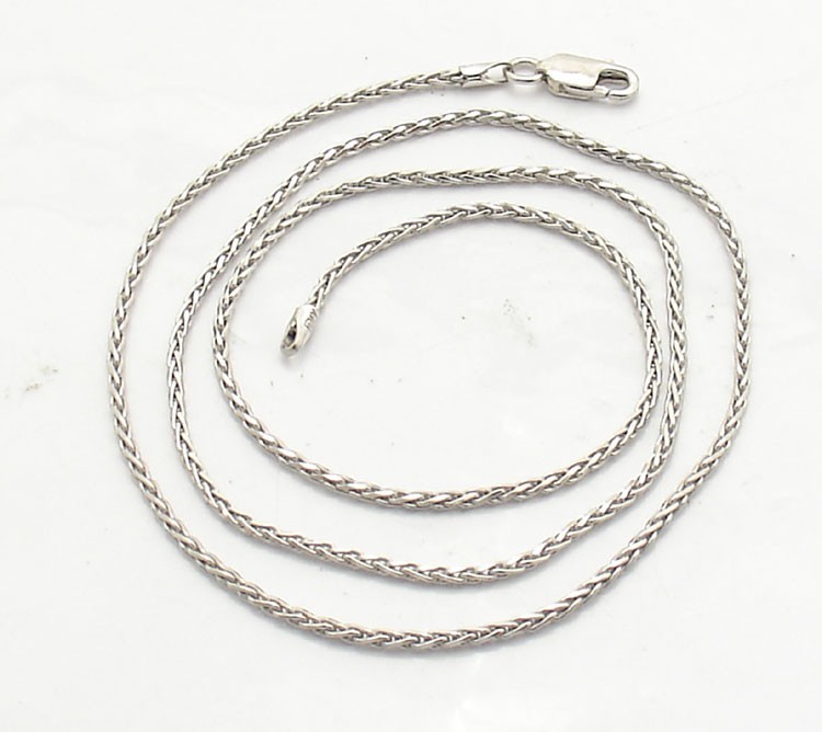1.5mm Solid Anti-Tarnish Spiga Wheat Chain Necklace Real 925 Sterling Silver