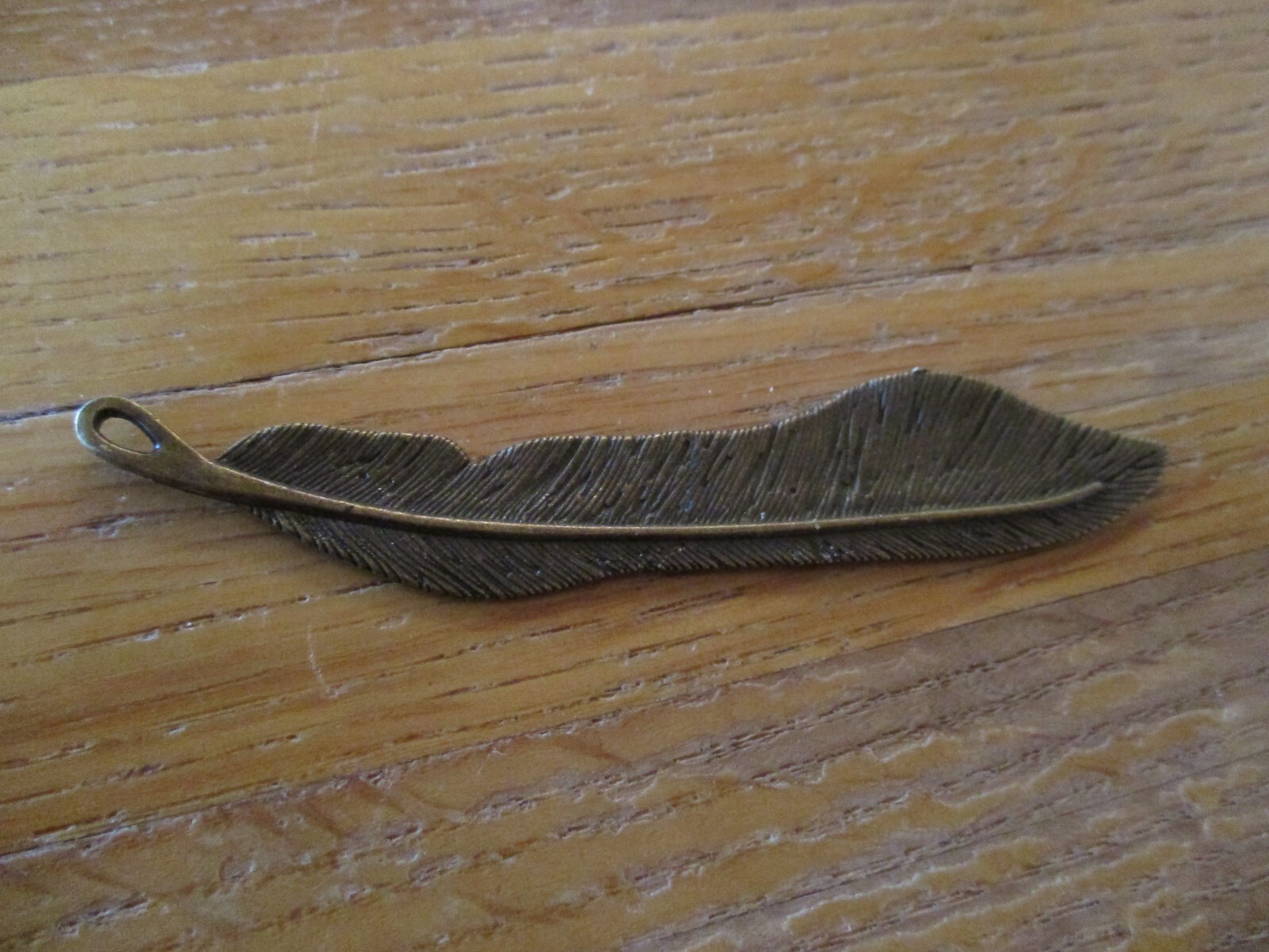 Solid Brass Stamped, Feather Pendant 4.5″ L x .5″ W Jewelry Makers Embellishment