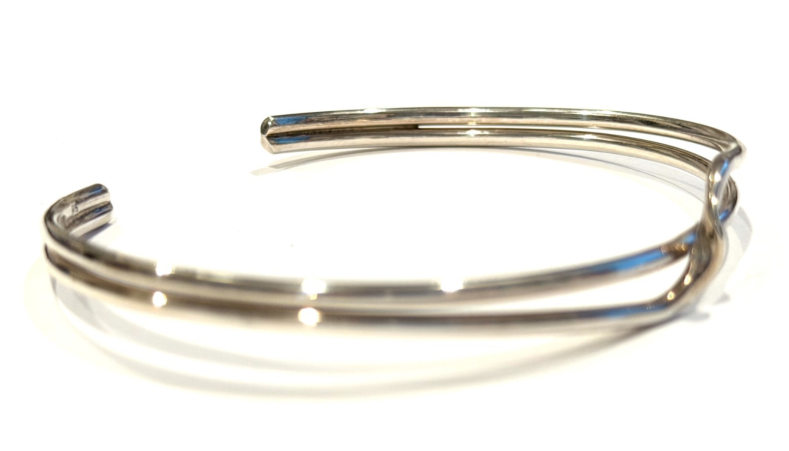 Wave Style Sterling Silver Bangle Bracelet Fits like 6.5″ Cape Cod Bracelet #1
