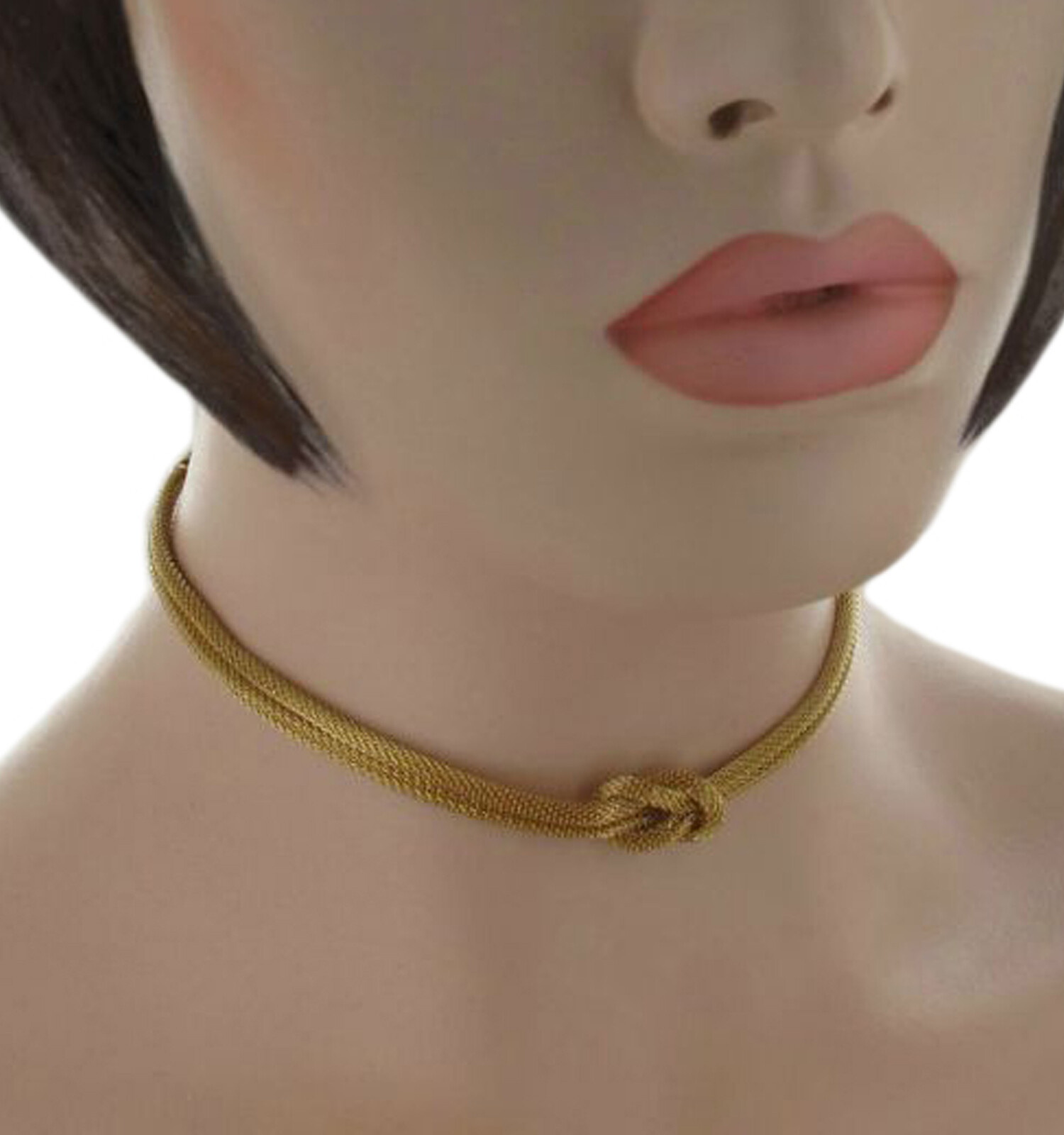 Ky & Co Yellow Gold Tone Mesh Knot Choker Necklace 11.5 -14″ Made in USA