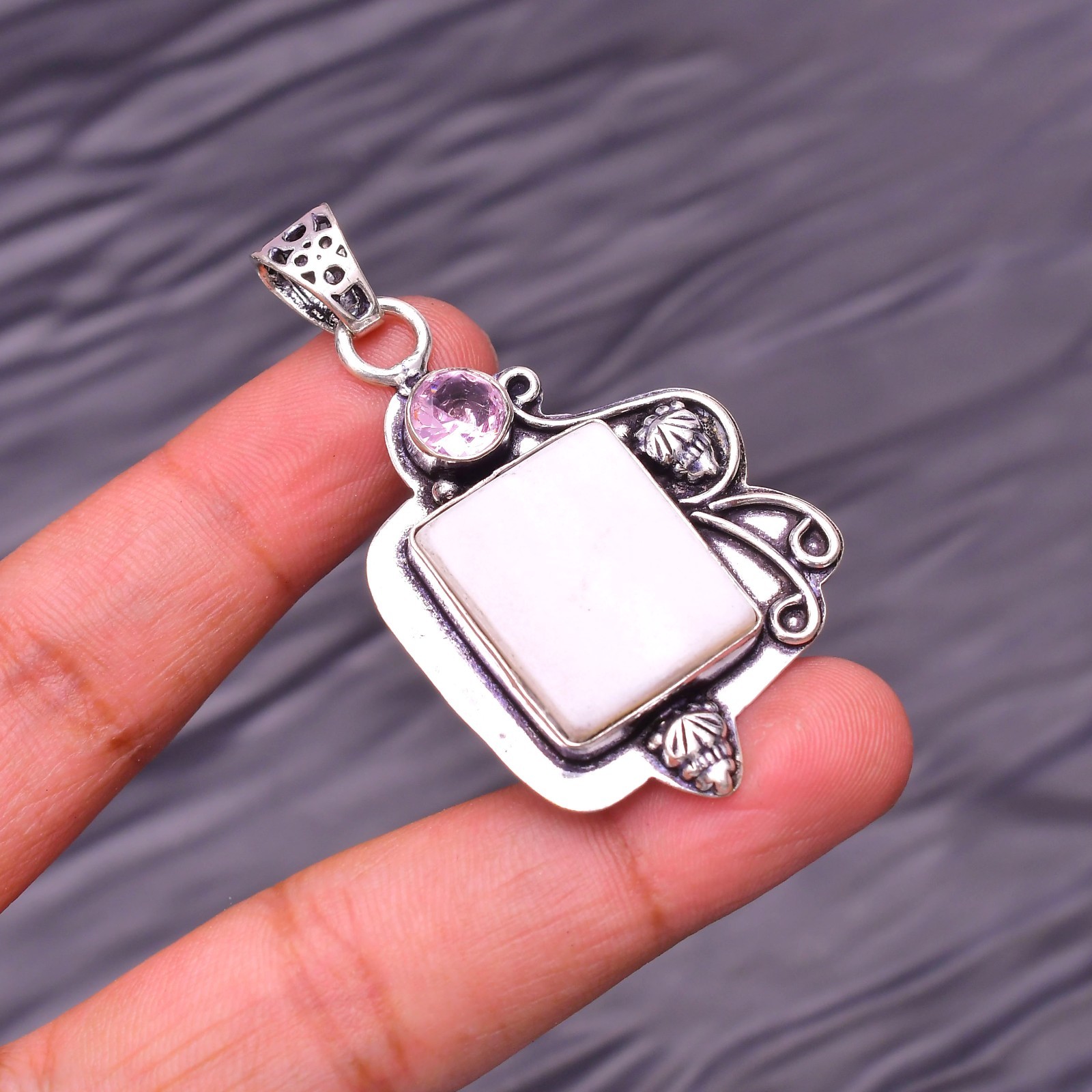 Mother OF Pearl Gemstone 925 Sterling Silver Jewelry Pendant 2.12″
