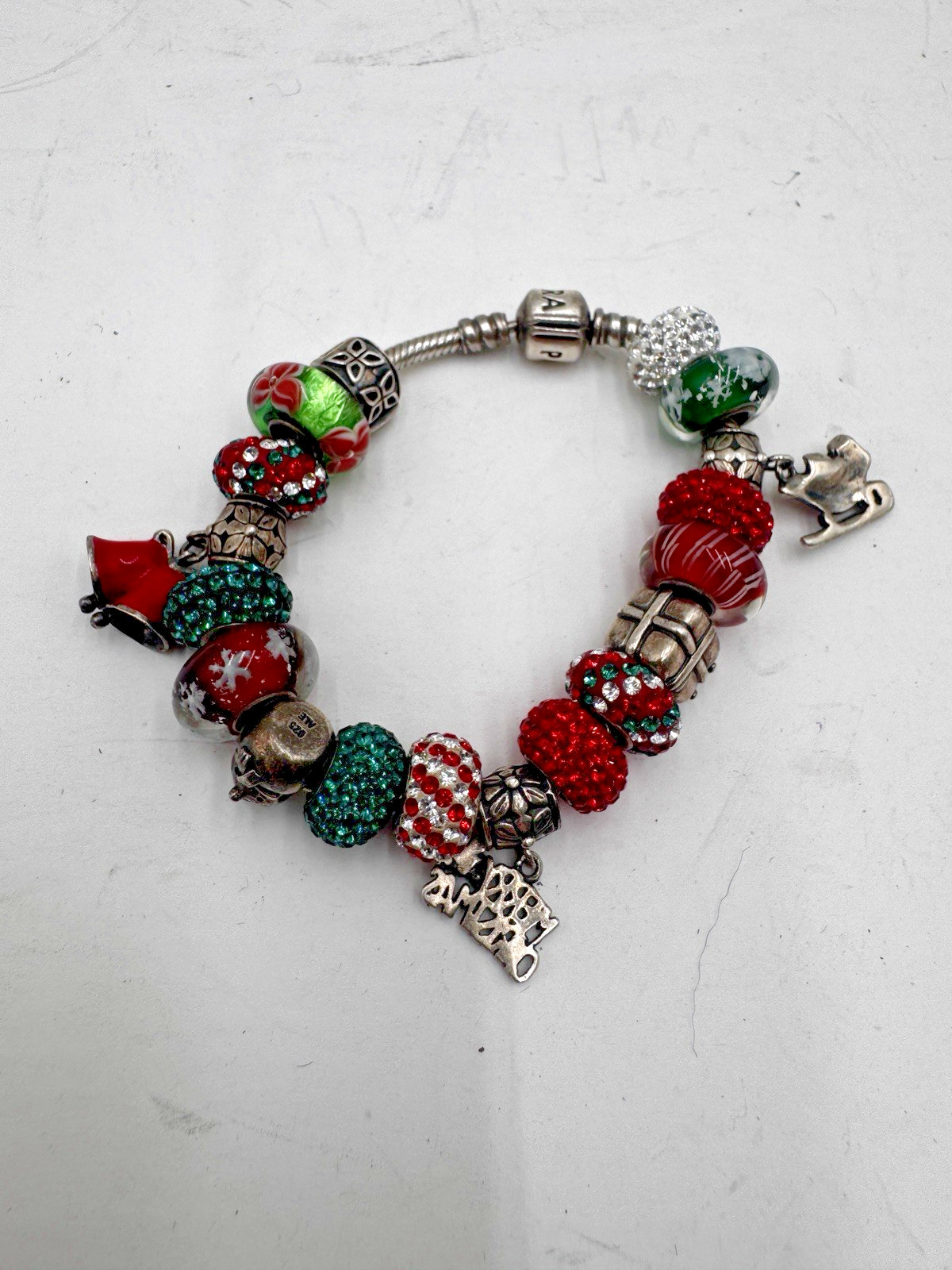 Pandora Bracelet 6 3/4 Inch Sterling Silver with Holiday And Christmas Charms