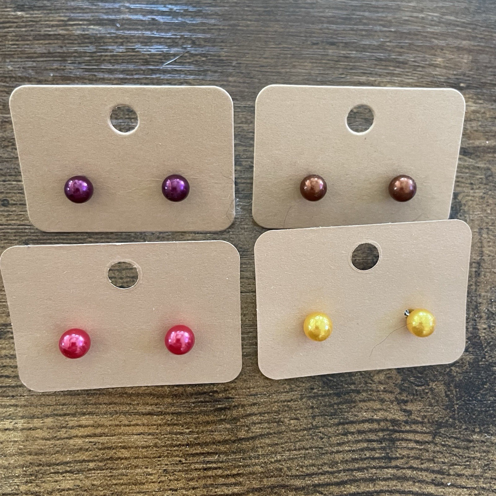 Set of 12 Pairs Multicolor Round Simulated Pearl Stud Earrings Nickel-Free