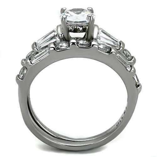 TK1535 – High polished (no plating) Stainless Steel Ring with AAA Grade CZ in