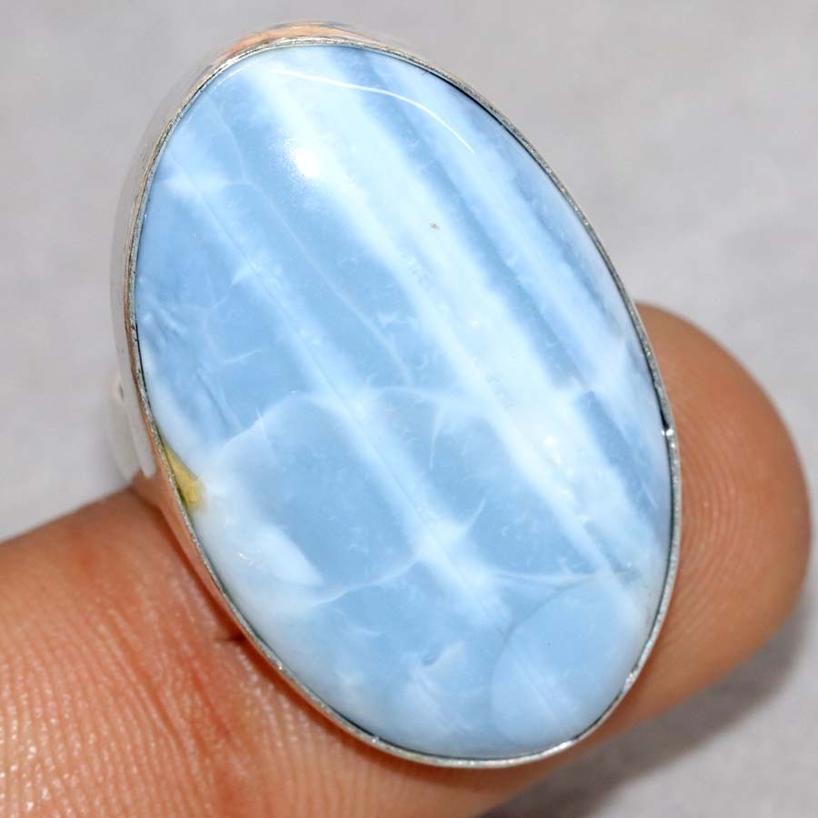 925 Silver Plated Owyhee Blue Opal Ring US 7 Party Theme Jewelry Trendy JW