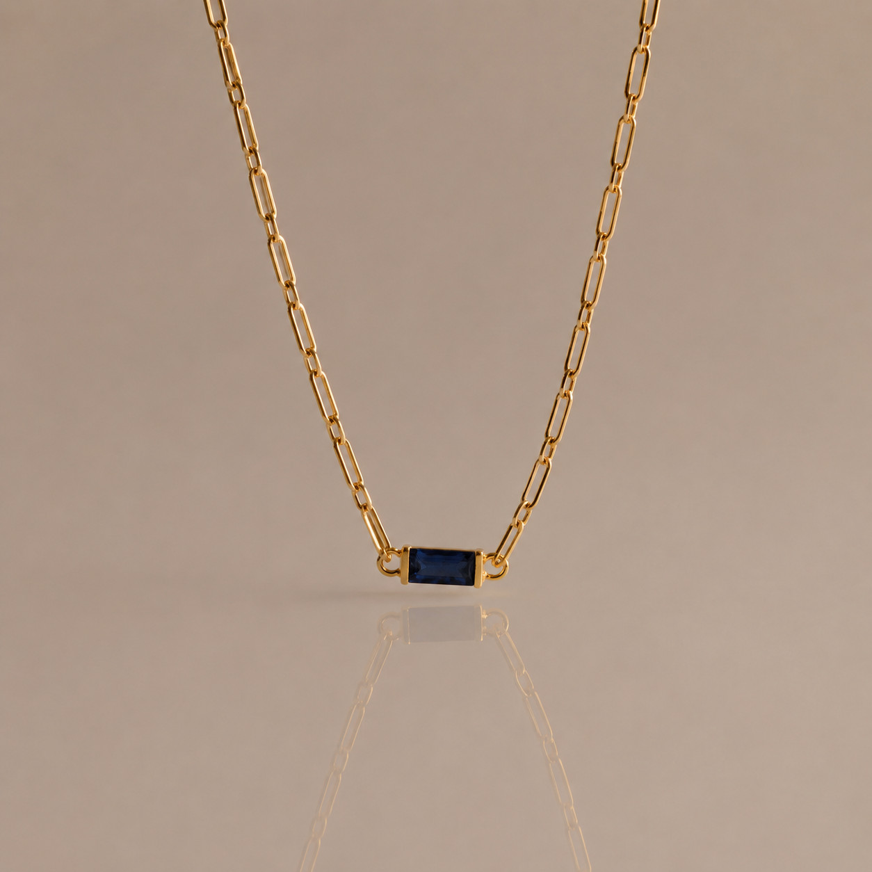 Gold plated necklace Lab created Ruby sapphire Jewelry for women