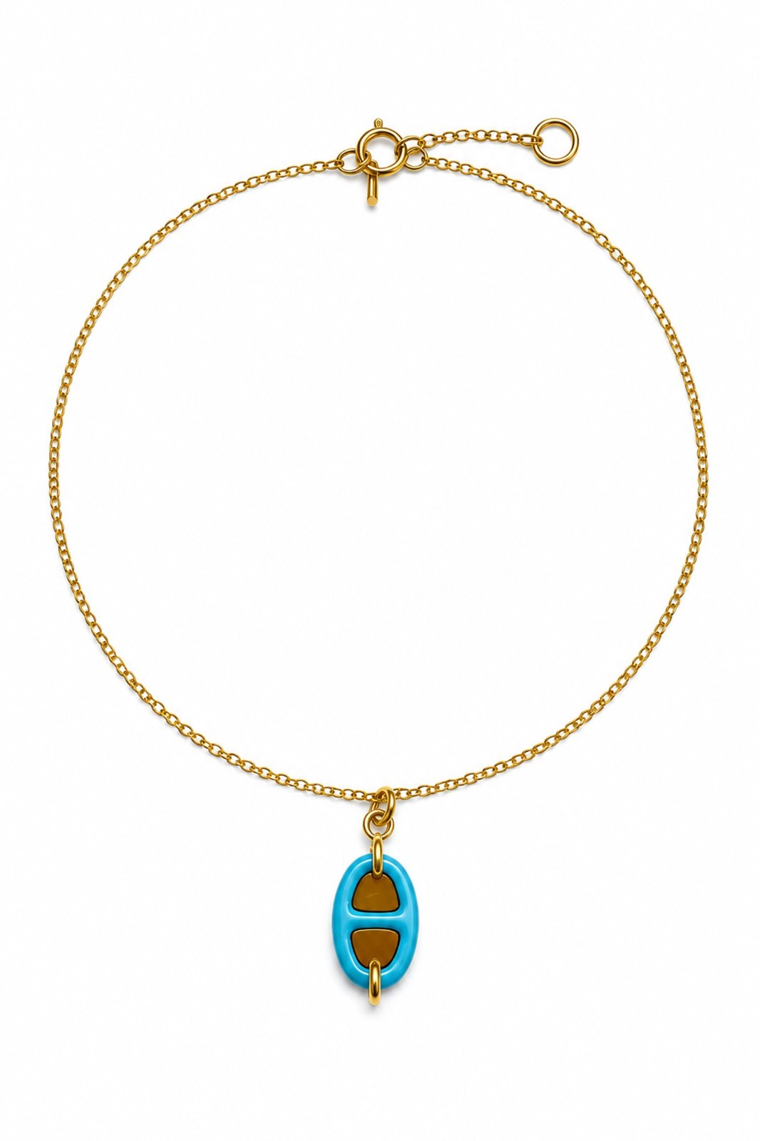 Stainless Steel 18K Gold Plated Enamel Pig Nose Anchor Pendant Necklace Gift