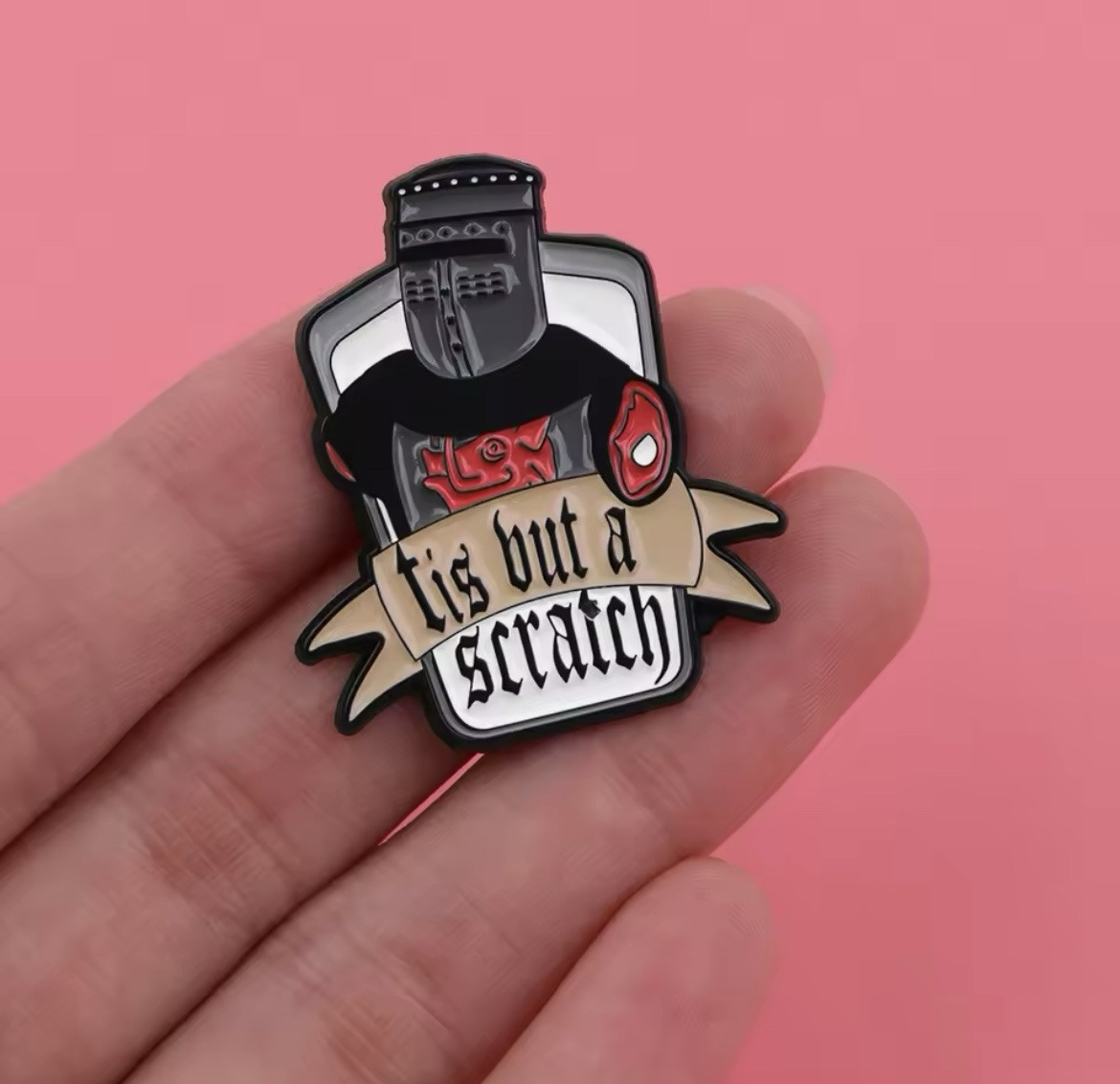 Holy Grail Knight Style 1pc Pin Rubber Pin Backer Tis But A Scratch Pin Parody
