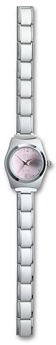 Italian Charm Wrist Watch Pink 9 mm Stainless Steel Modular Link Bracelet Gifts