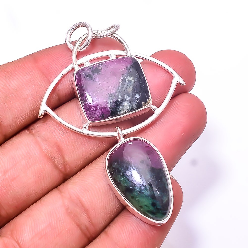 Ruby With Zoisite Tanzania 925 Sterling Silver Pendant 2.54″, Christmas Gift