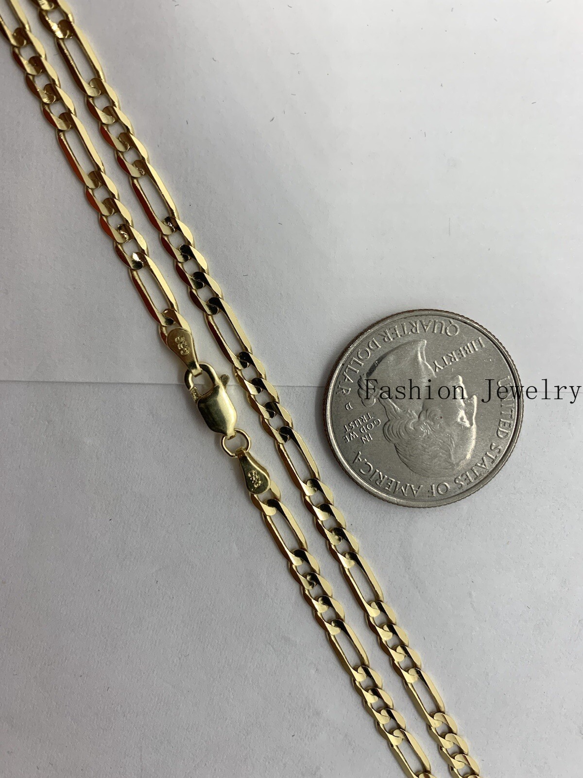 14K Solid Yellow Gold Figaro Link Chains Necklace Men’s/Women’s 4mm-6mm 18″-30″