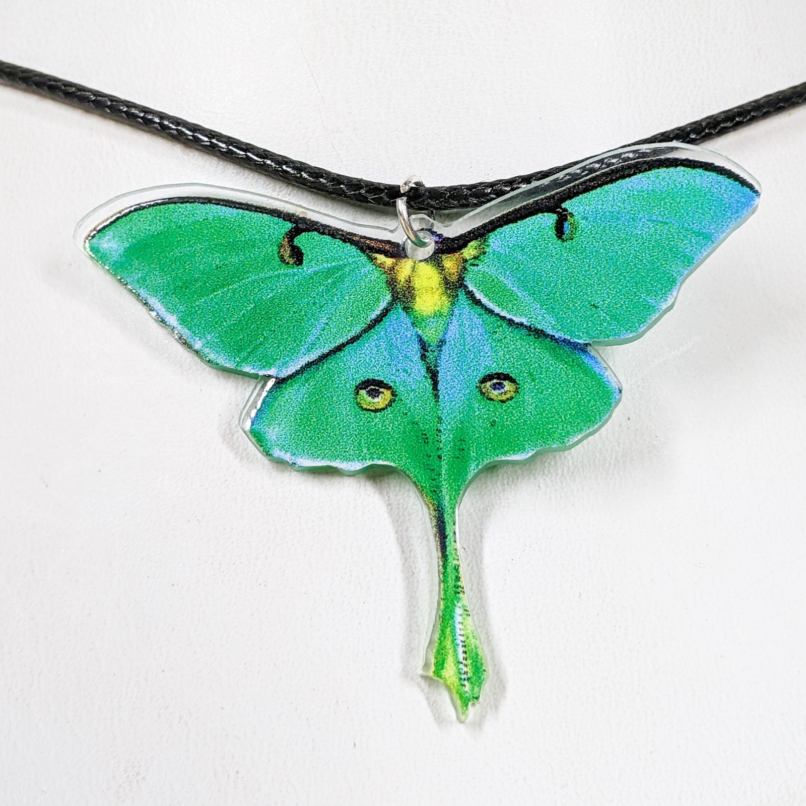 Luna Moth Black Cord Necklace acrylic Curiosity Jewelry butterfly fashion gift