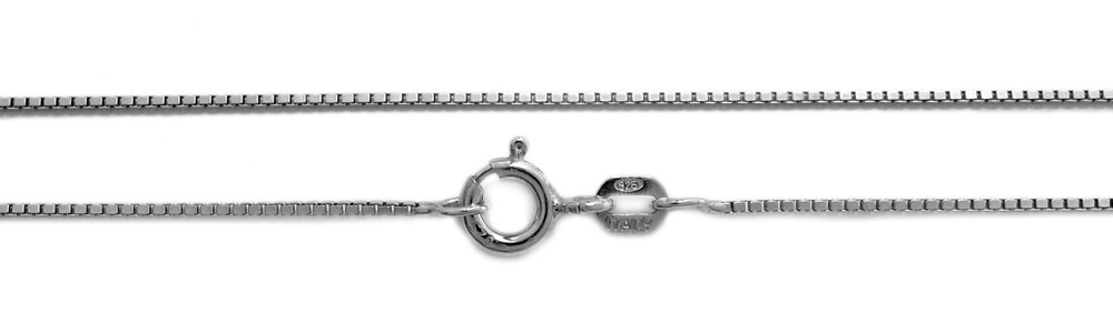 925 Sterling Silver Rhodium Box Chain Necklace 0.8mm (015 Gauge)
