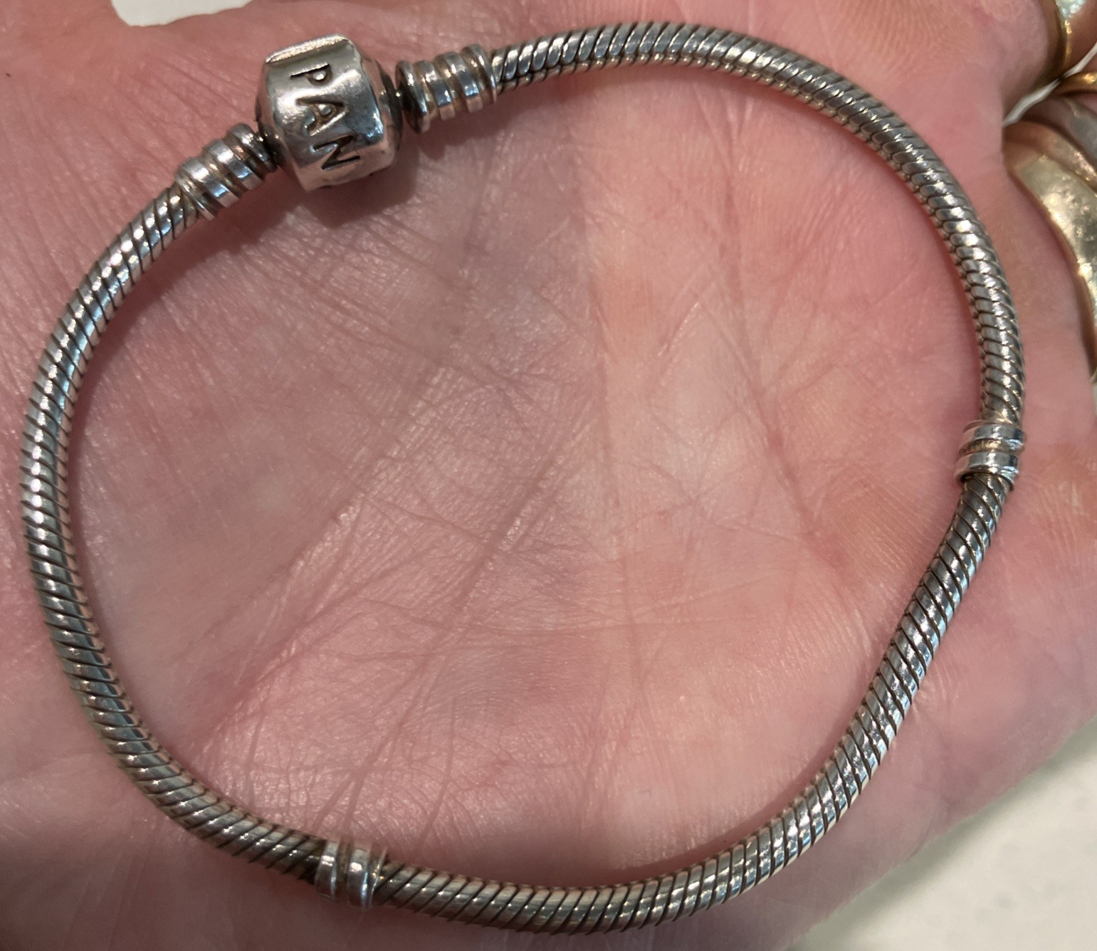 7″ Pandora Barrel clasp Snake chain charm bracelet 7in