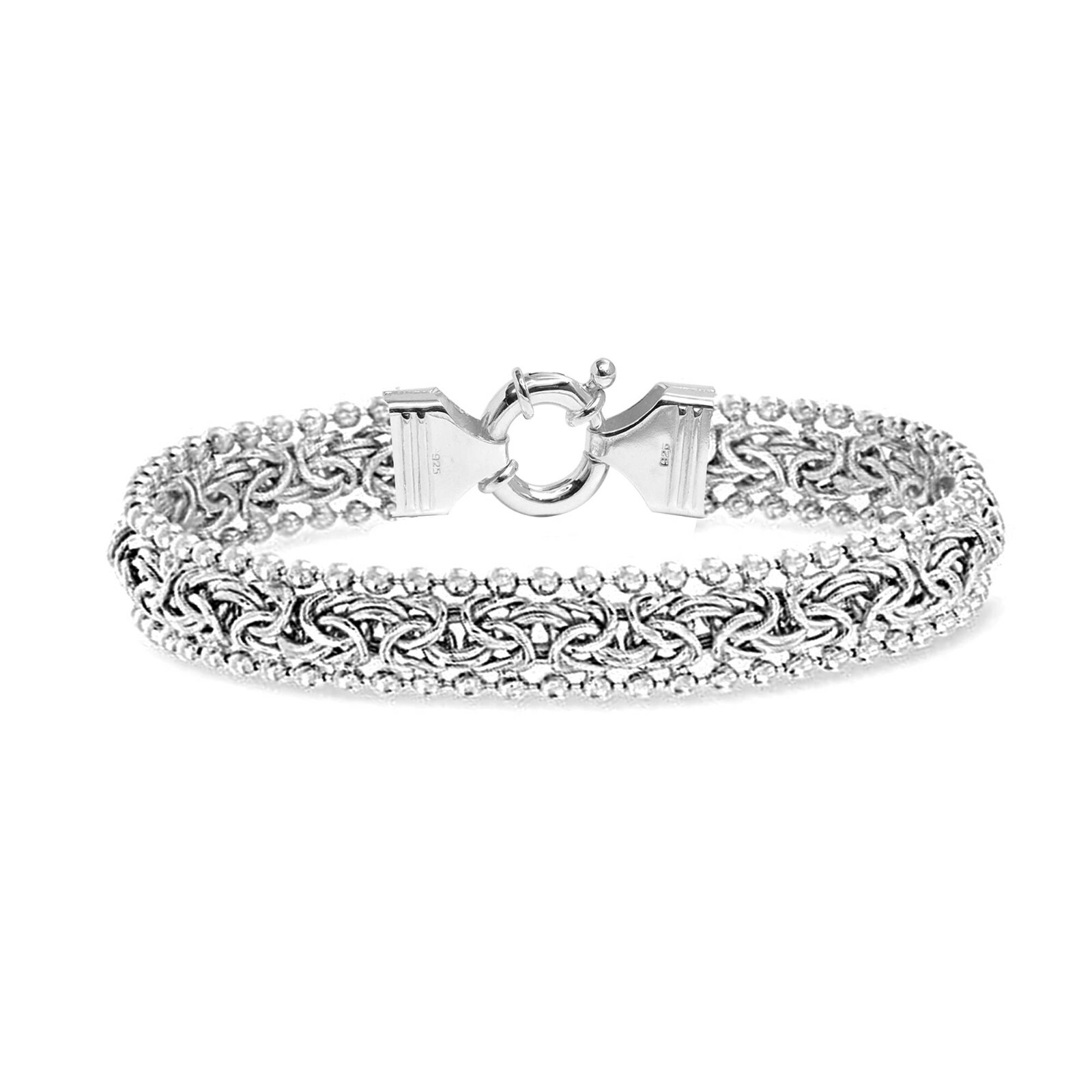 925 Sterling Silver Jewelry Byzantine Bracelet Bangle for Women Teen 8 Inches
