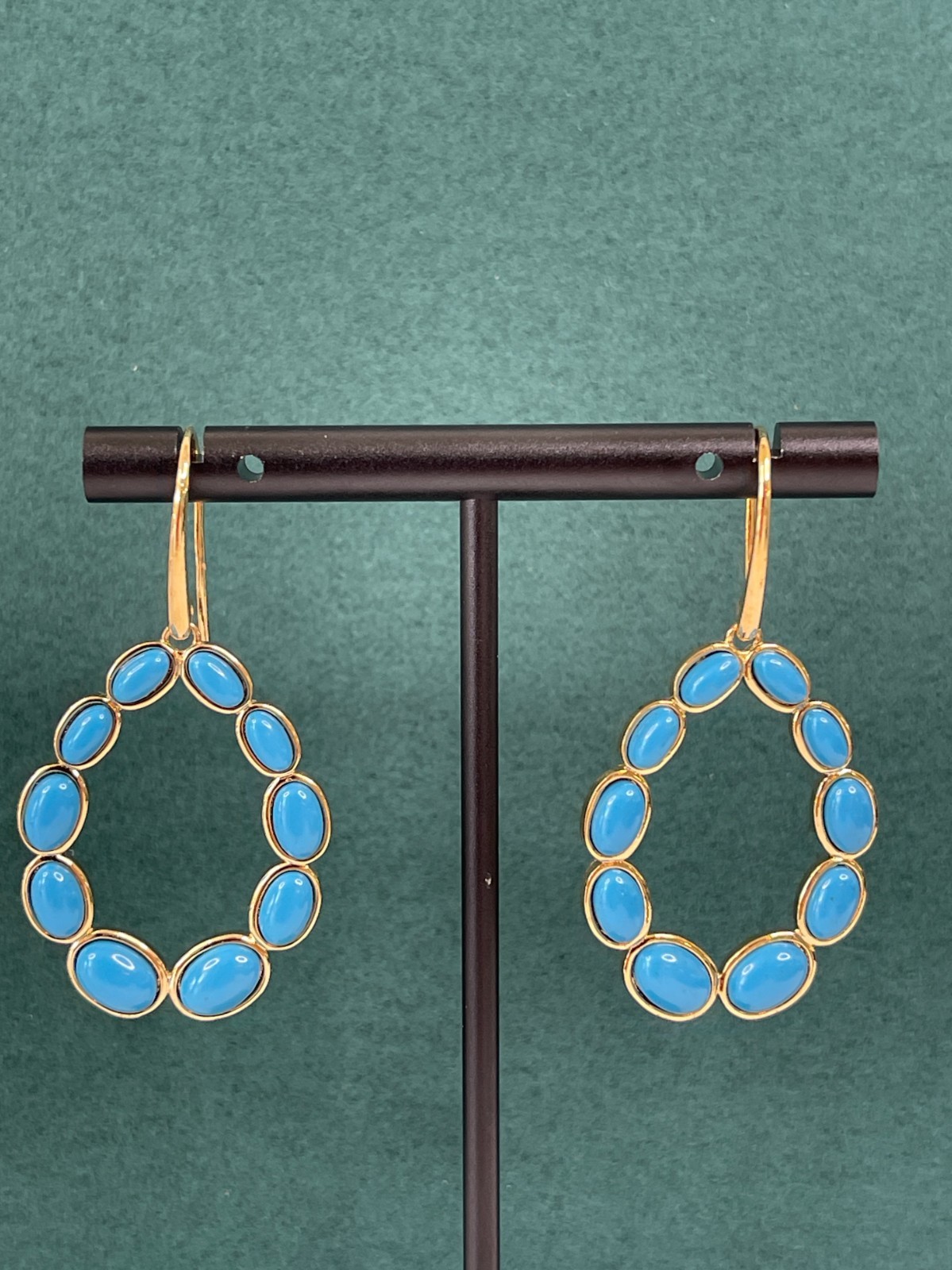 Verona Gioielli 18K Gold Plated Turquoise .925 Silver Drop Earrings – Italy $300