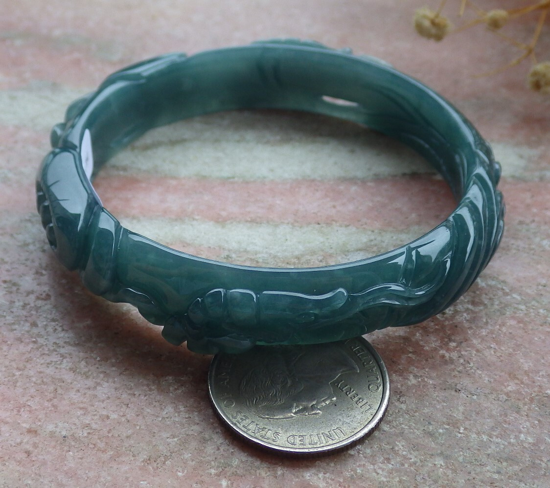 Certified Green A JADE Jadeite Lobster Shrimp Bangle Bracelet 58mm 手镯 679774