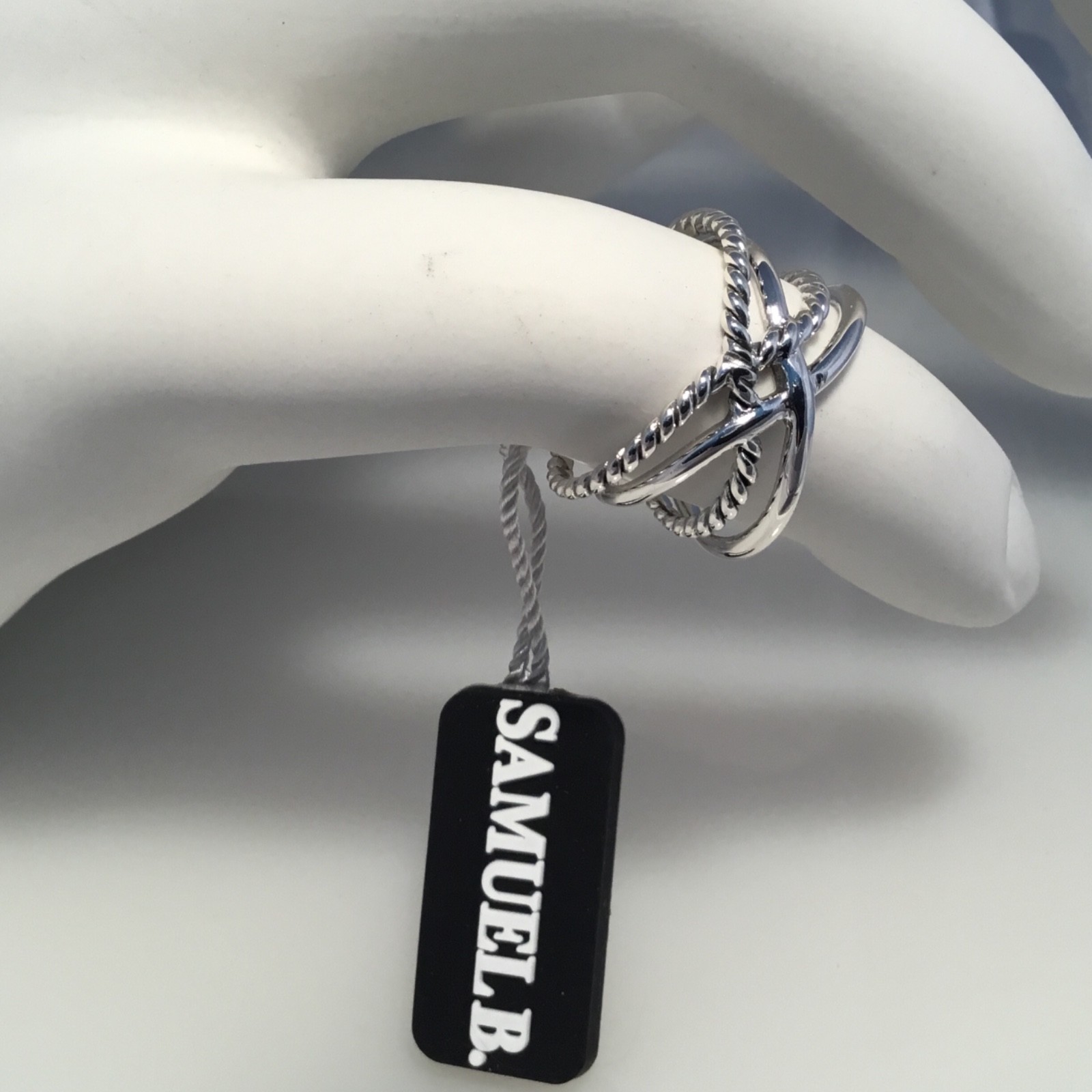 SOLD OUT! SAMUEL B JEWELRY STERLING SILVER DOUBLE CRISS CROSS RING SIZE 7 NWT