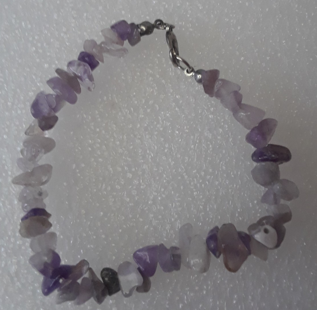Irregular Gravel Natural Amethyst Stone Gemstone Bracelet 6 in